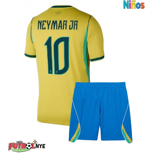 Camiseta Brasil Neymar Jr #10 Primera Equipación para niños Mundial 2026 manga corta (+ pantalones cortos)